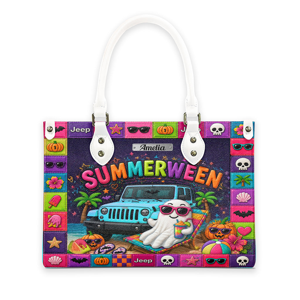 Jeep Summerween Halloween Ghost Beach Personalized Leather Handbag-DN2808261126