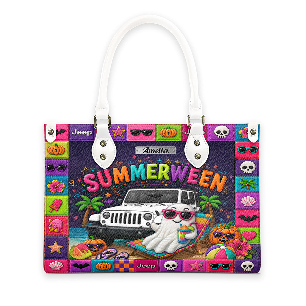 Jeep Summerween Halloween Ghost Beach Personalized Leather Handbag-DN2808261126