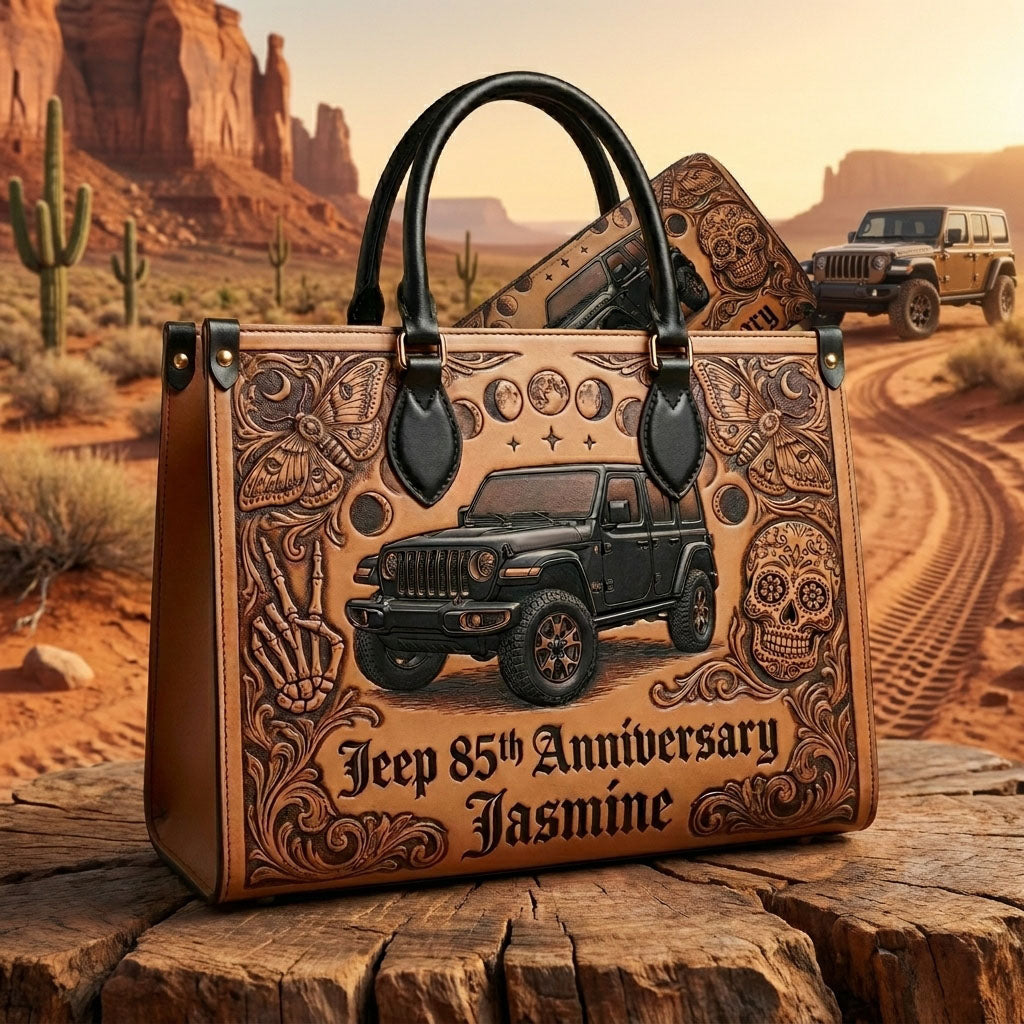 Jeep 85th Anniversary V5 Personalized Leather Bag + Free Wallet TN2407261347
