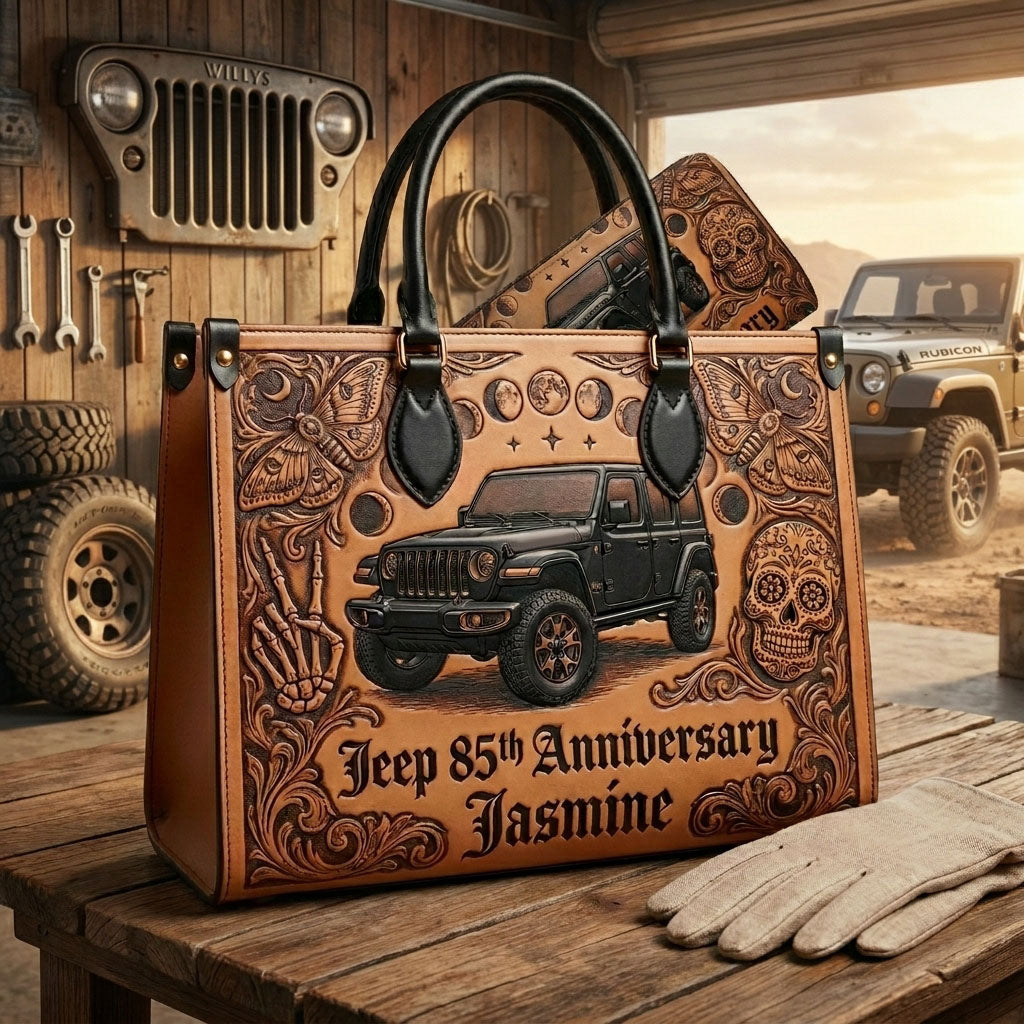 Jeep 85th Anniversary V5 Personalized Leather Bag + Free Wallet TN2407261347