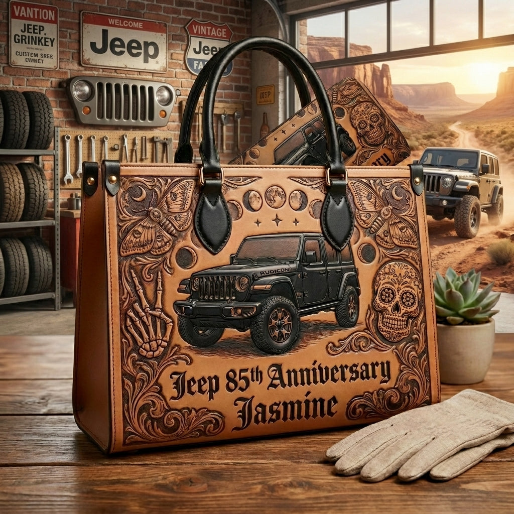 Jeep 85th Anniversary V5 Personalized Leather Bag + Free Wallet TN2407261347