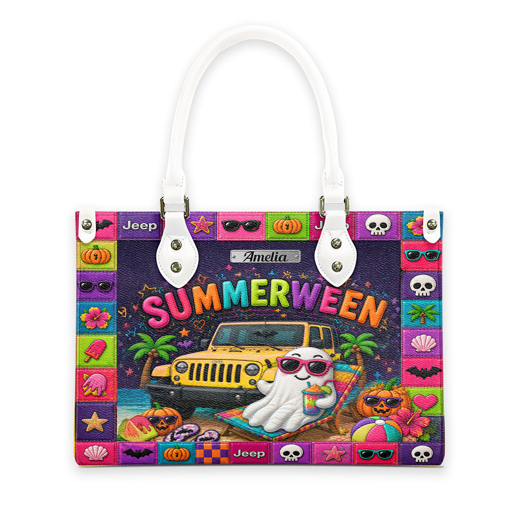 Jeep Summerween Halloween Ghost Beach Personalized Leather Handbag-DN2808261126