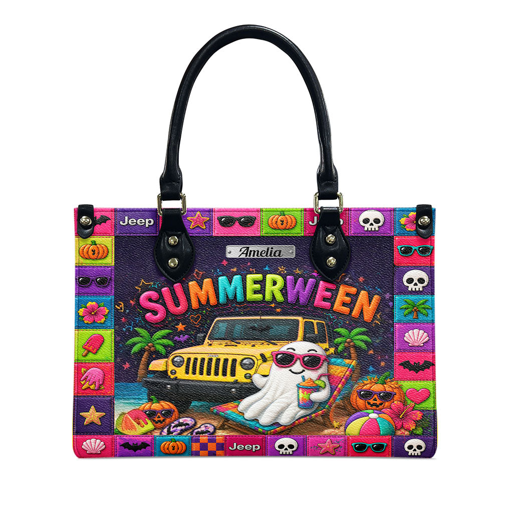 Jeep Summerween Halloween Ghost Beach Personalized Leather Handbag-DN2808261126