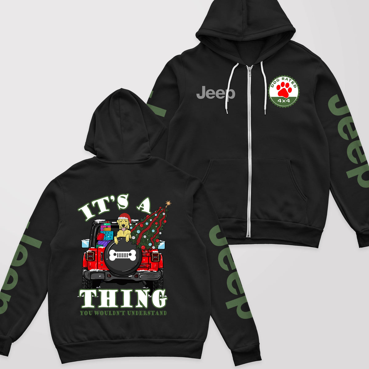 It's A Jeep Thing Dog Lover Christmas Zip Hoodie Supler Store