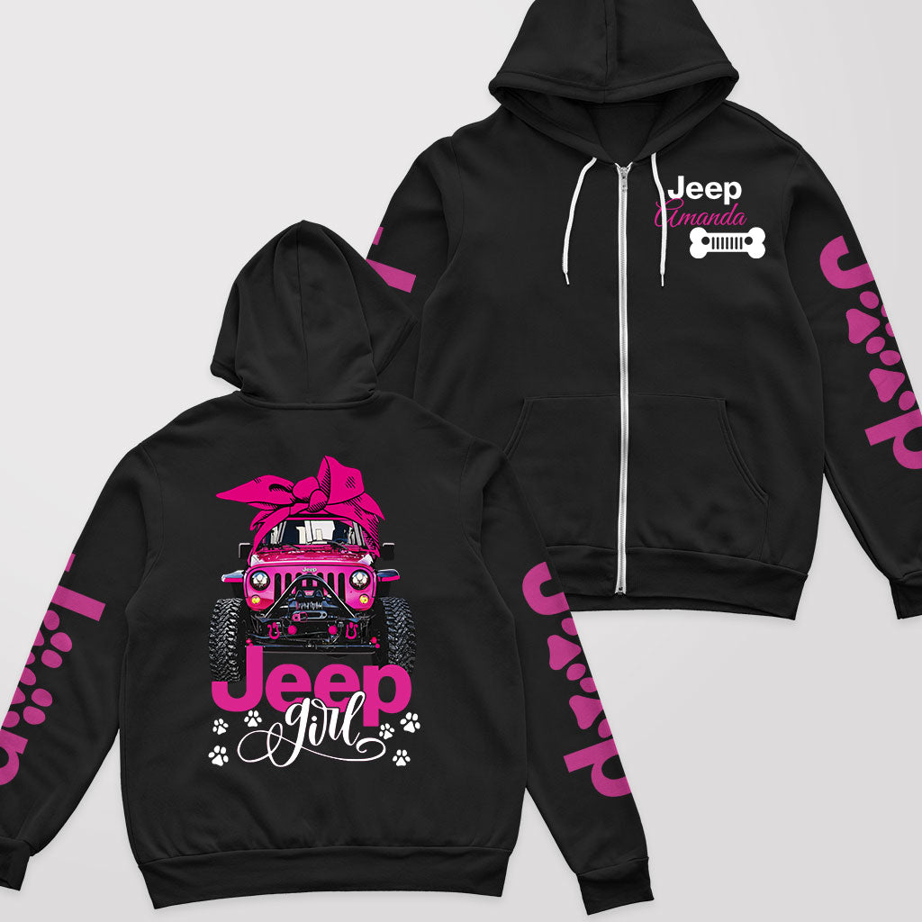 Personalized Jeep Dog Girl Multicolor Fleece Zip Hoodie Supler Store