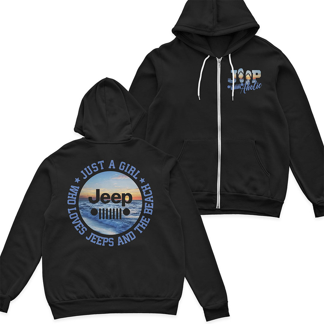 Just a Girl Who Loves Jeeps and The Beach Hoodie Supler Store