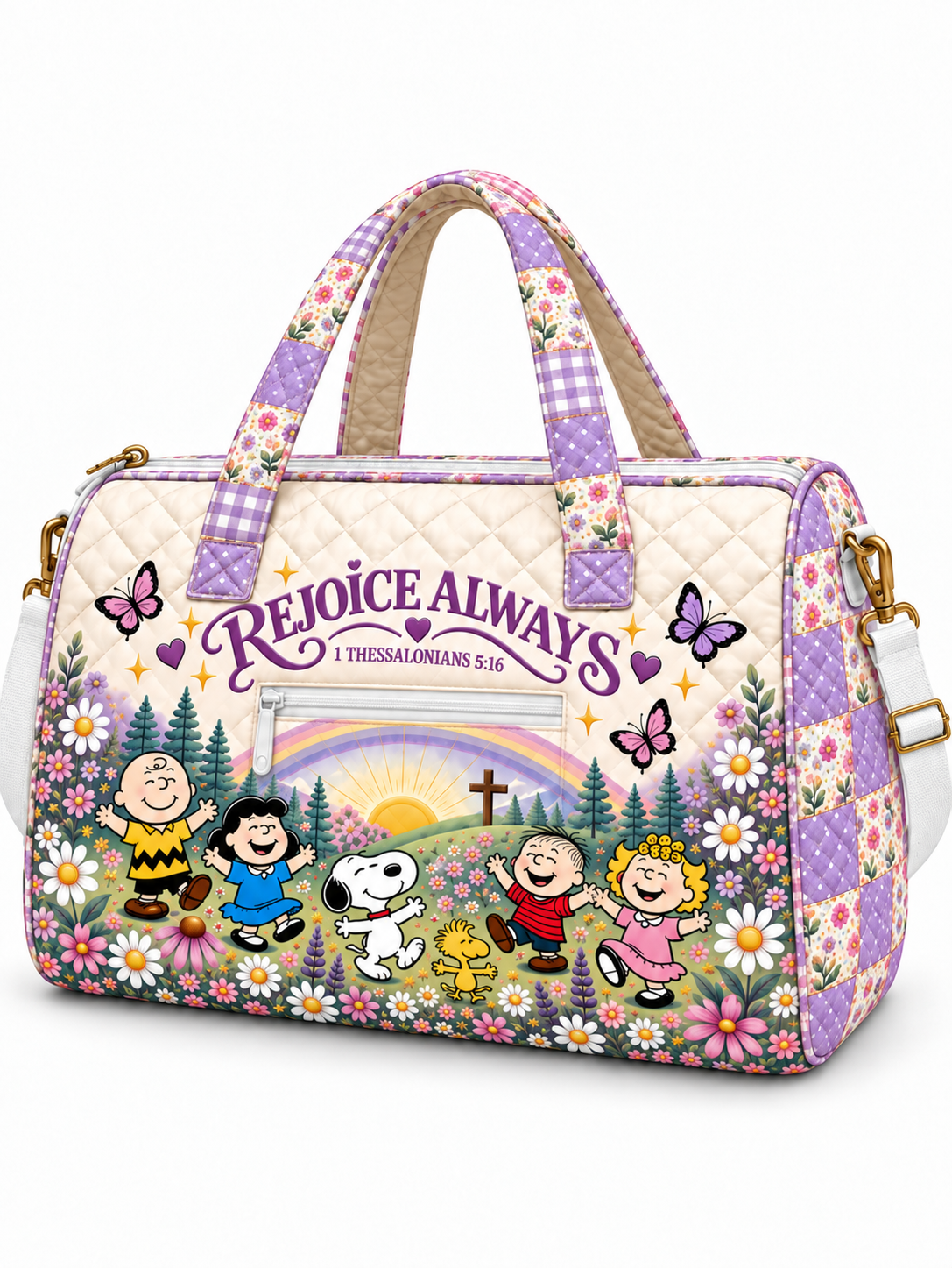 Rejoice Always Gift For Her - Personalized Christian Quilted Duffle Bag