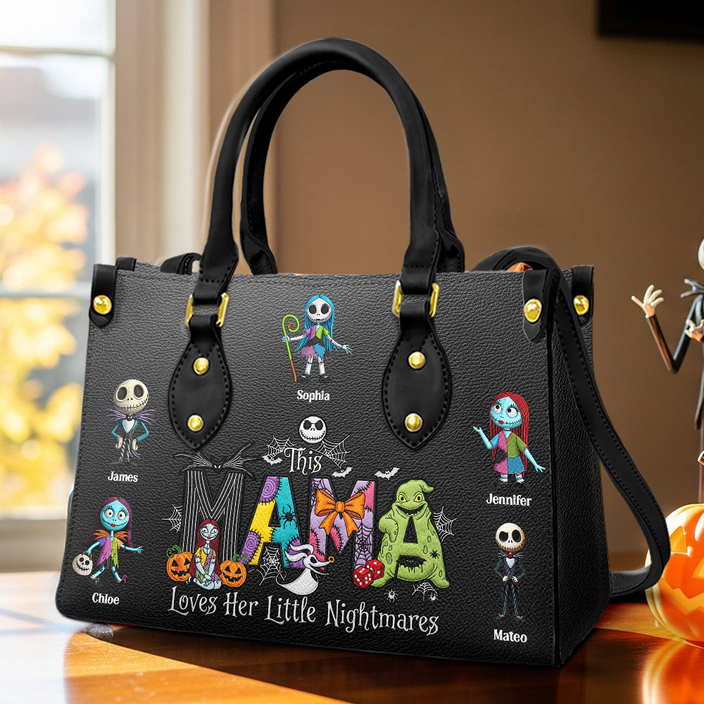 Spooky Mama - This Mama Loves Her Little Nightmares Personalized Leather Bag for Halloween Leather Bag PopCulturePrints