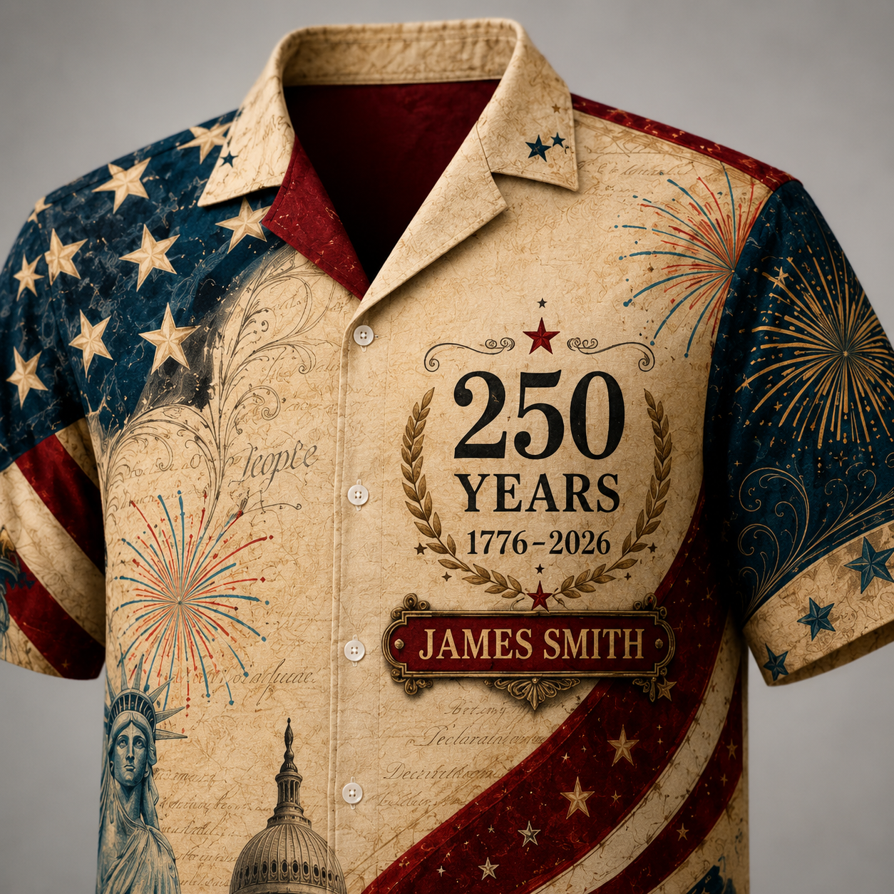 America 250 Years Of Freedom Patriotic Eagle - Personalized Hawaiian Shirt - Gift For Men, Patriots - image 3