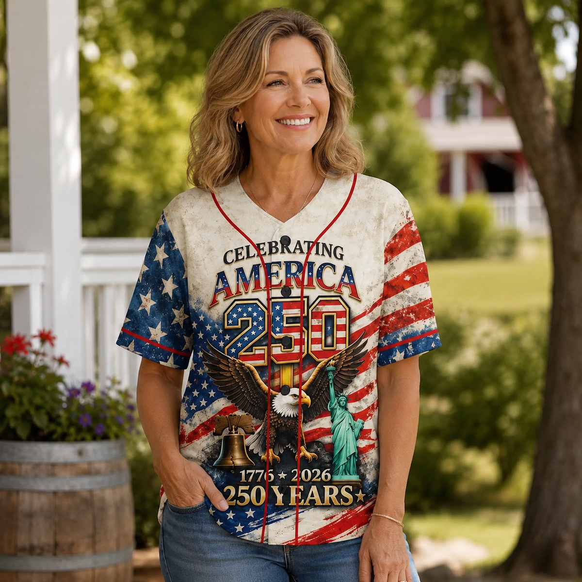 Celebrating America 250 Years Of Freedom - Personalized Baseball Jersey - Gift For Patriots - image 4