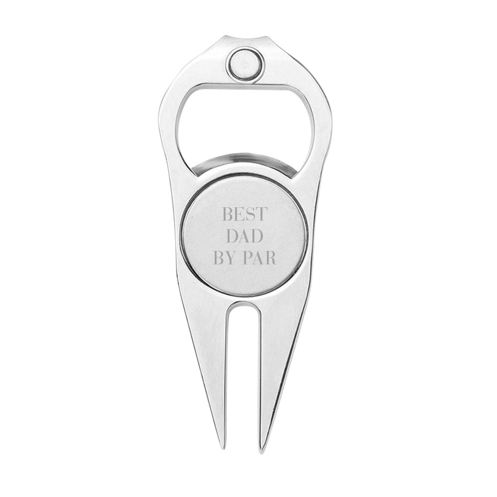 litzzy Personalized Multipurpose Golf Fork Ball Marker Bottle Opener Gifts for Dad, Gift For Father Dad Golf Fork Ball Marker   