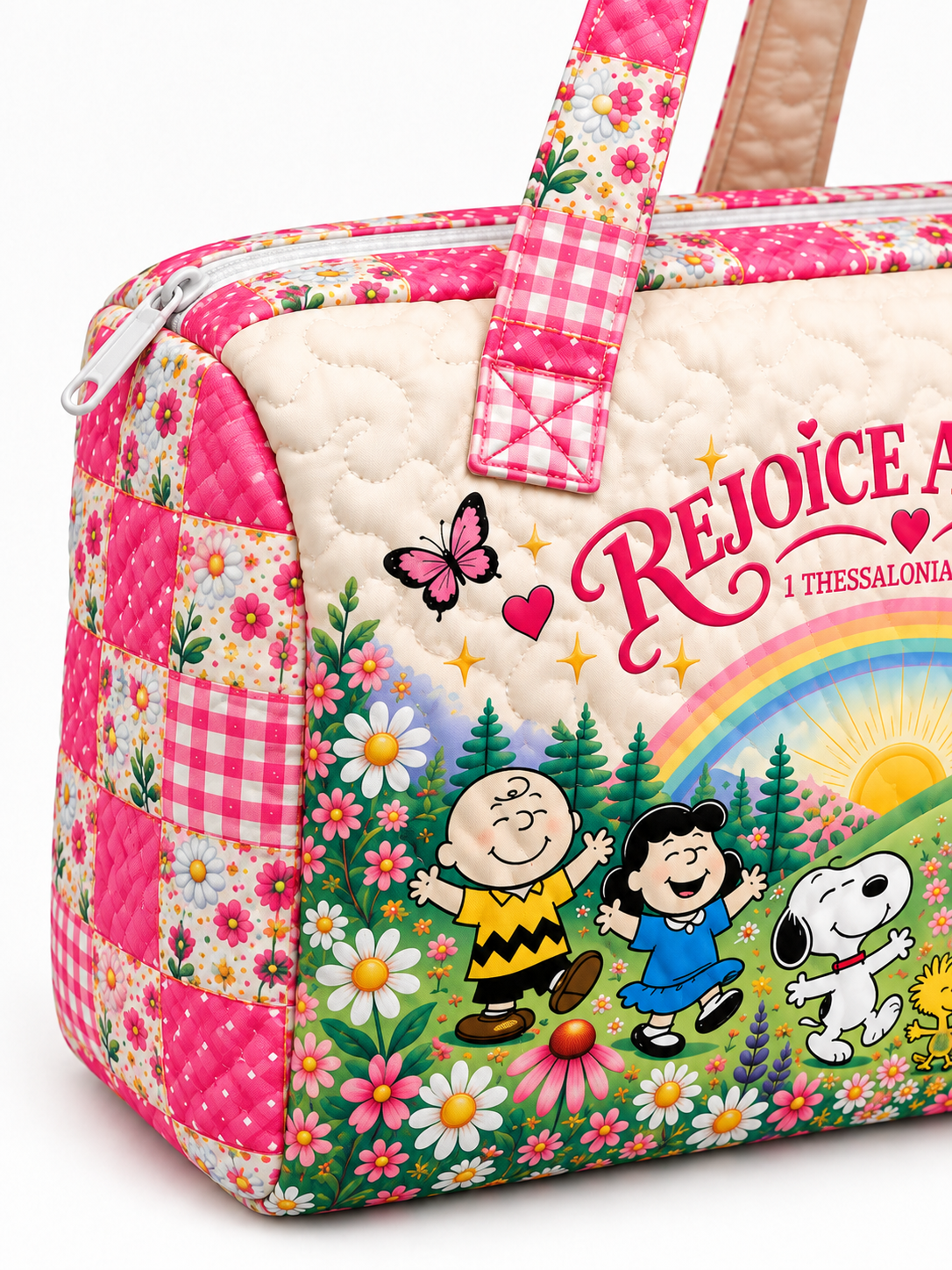 Rejoice Always Gift For Her - Personalized Christian Quilted Duffle Bag