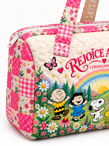Rejoice Always Gift For Her - Personalized Christian Quilted Duffle Bag