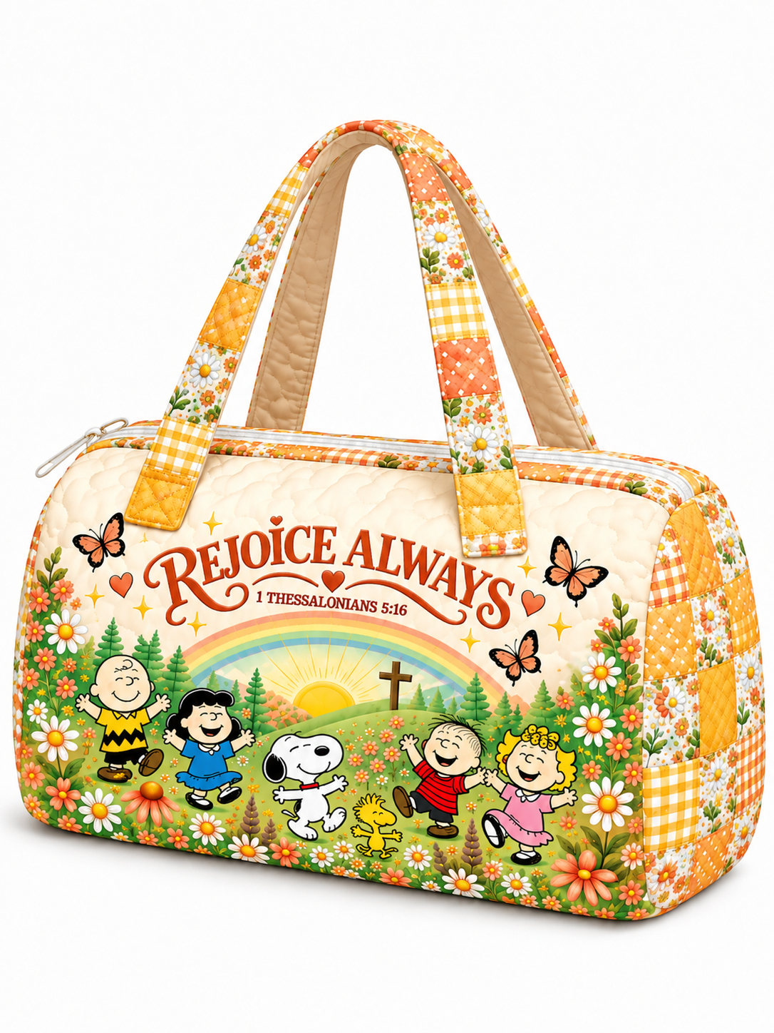 Rejoice Always Gift For Her - Personalized Christian Quilted Duffle Bag