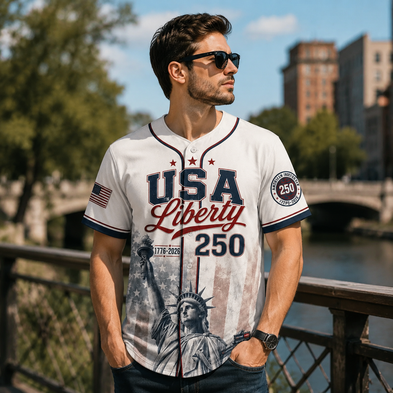 Patriotic Statue of Liberty Celebrating American Independence - Baseball Jersey - Gift For Patriots - image 2