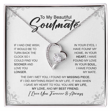 litzzy To My Beautiful Soulmate - Forever Love Necklace I Love You Forever And Always - In Your Eyes I Have Found My Home - Gift for Wife, Girlfriend HO00001HO Jewelry   