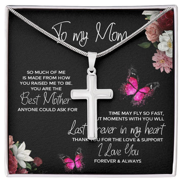 litzzy Litzzy Cross Necklace To my Mom, The time may fly so fast but moments with you will last forever in my heart Mothers day Jewelry, Gifts set Jewelry   