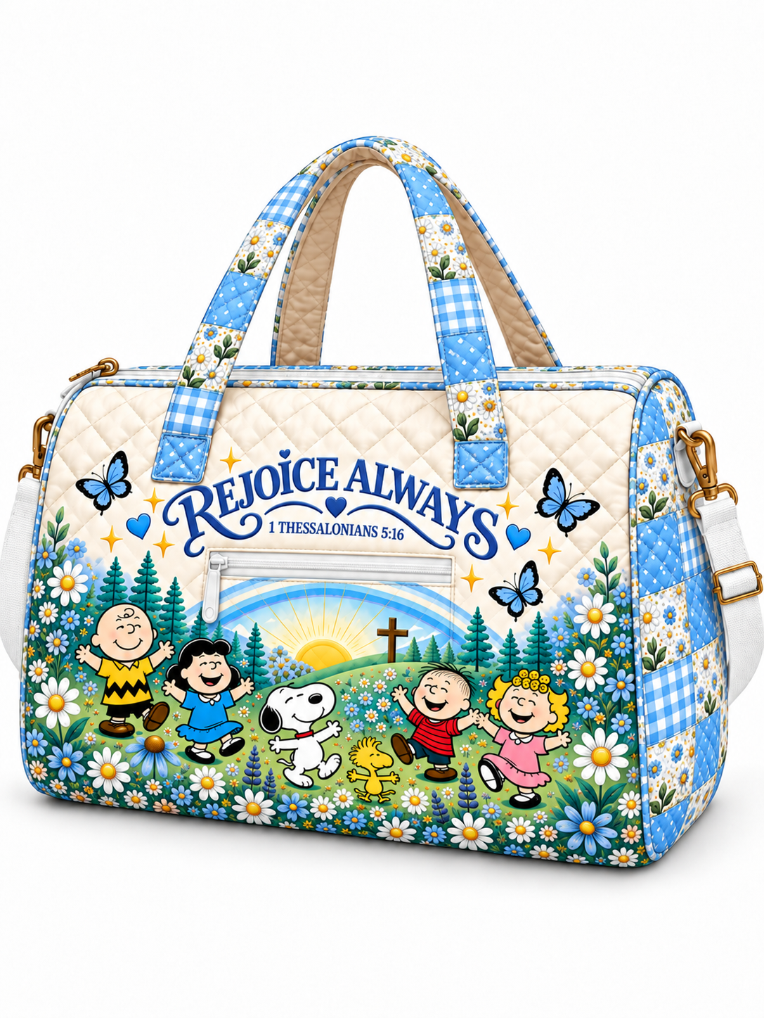 Rejoice Always Gift For Her - Personalized Christian Quilted Duffle Bag