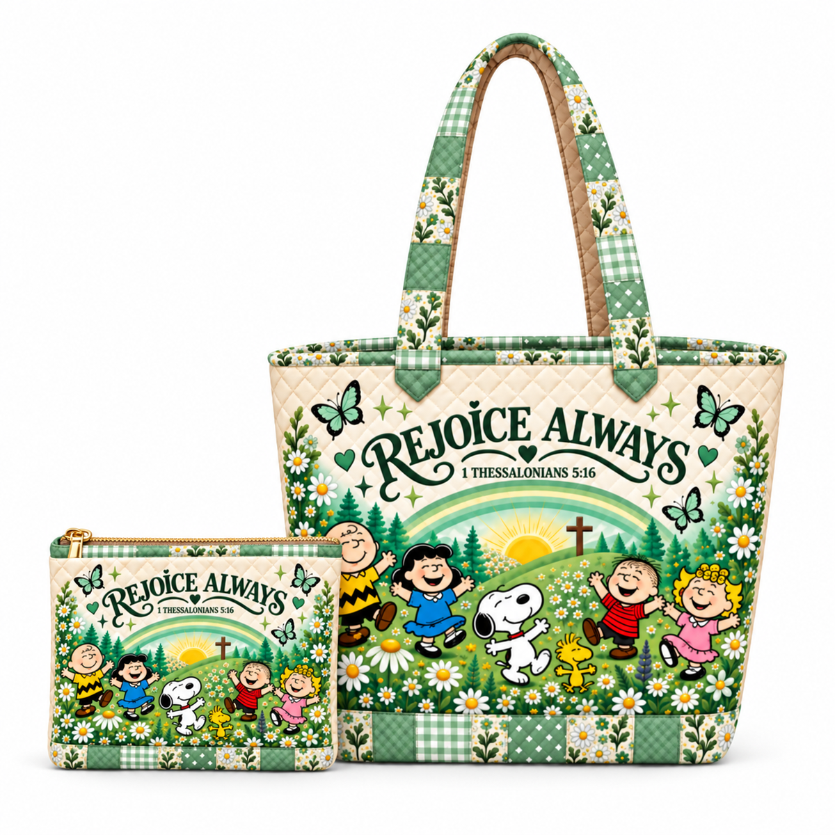 Rejoice Always Gift For Her - Peanuts Christian Quilted Tote Bag - P-Nust DN2410260050