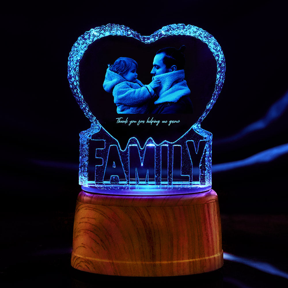 litzzy Custom Photo Crystal Sculpture Keepsake 3D Crystal Photo Heart Gift for Dad, Gift For Father's Day Photo Crystal Sculpture   
