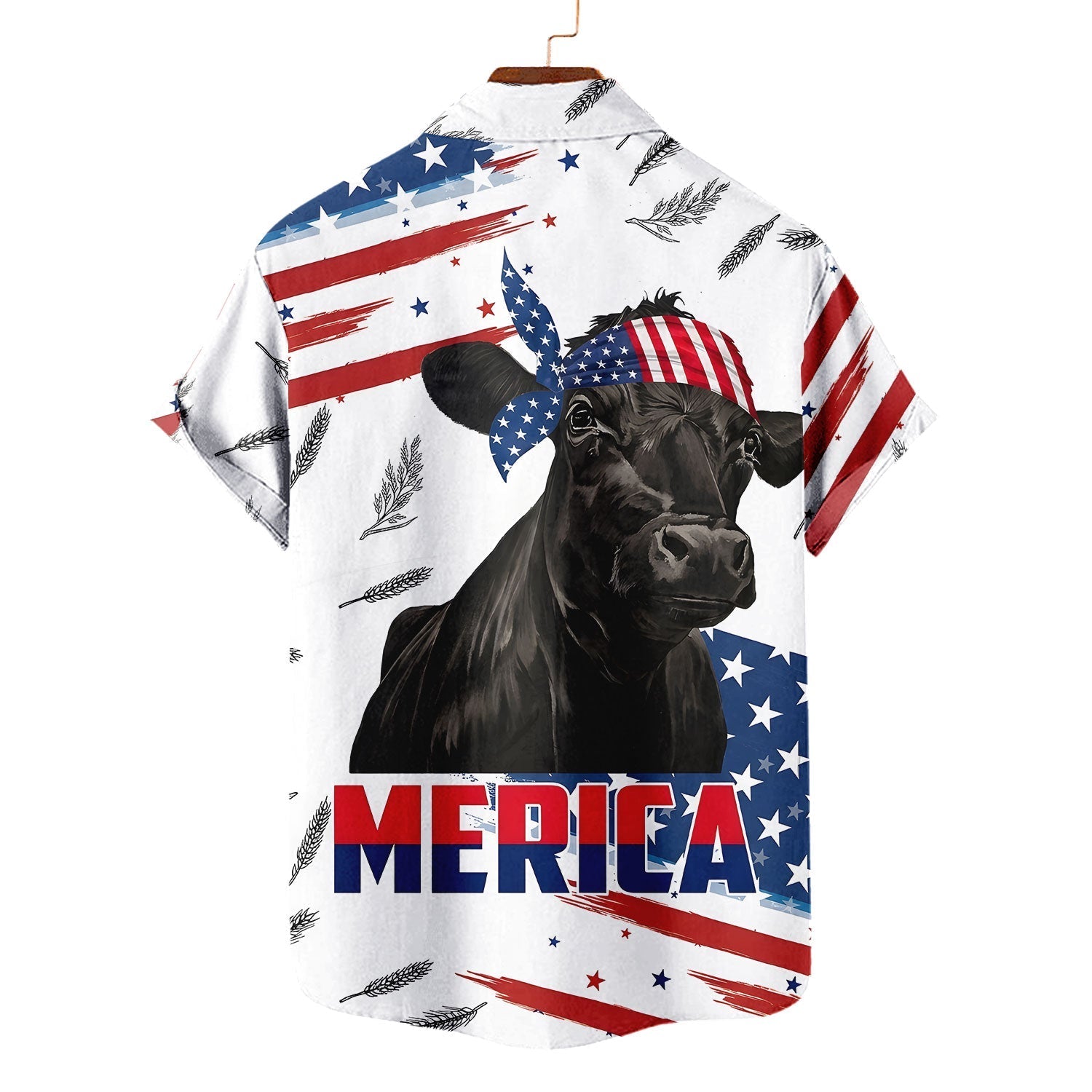Patriotic Black Angus American Flag - Personalized Hawaiian Shirt - Gift For Patriotic Farmers