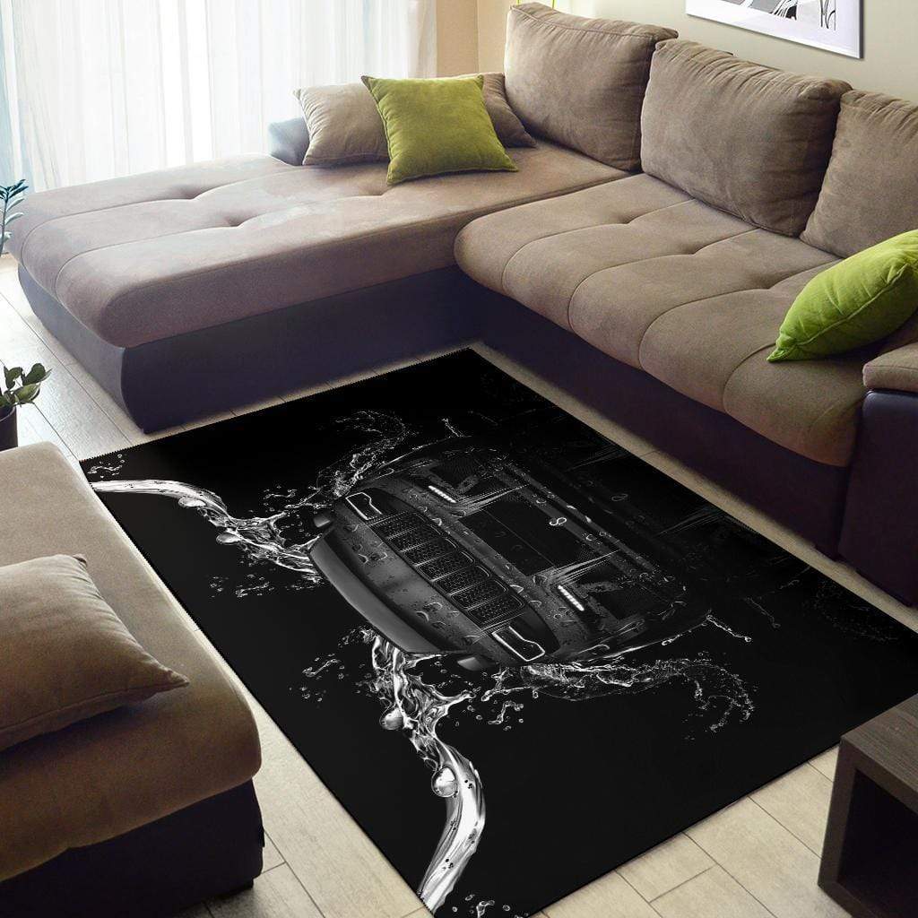 Jeep Black Water Rectangle Rug LT11