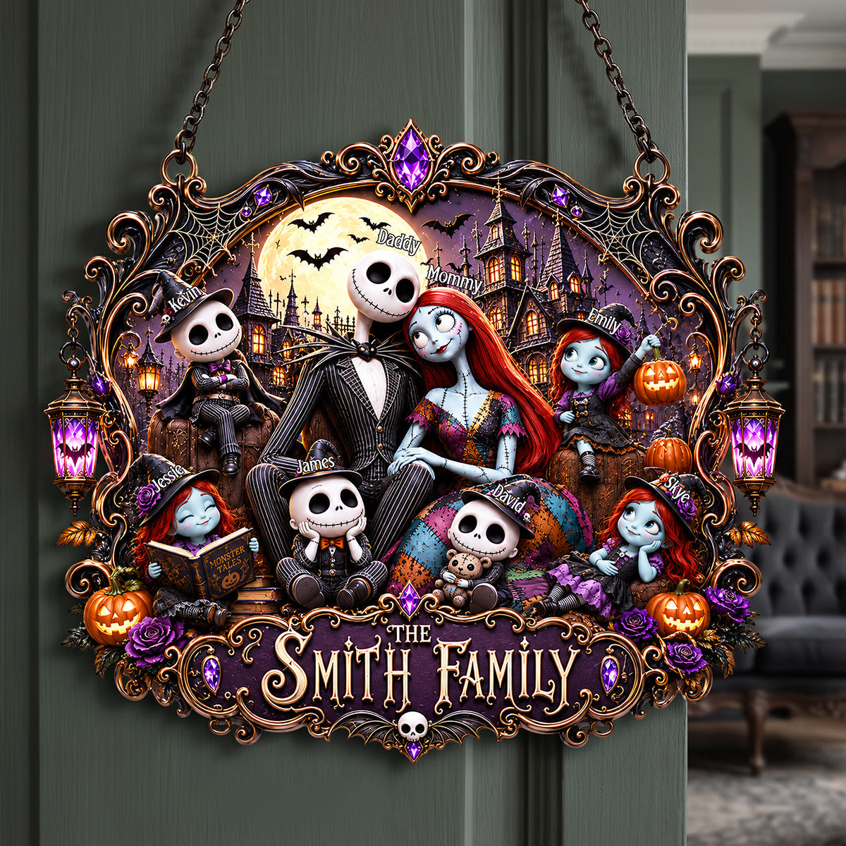 “Embrace the Spookiness Together” - Personalized Spooky Family Acrylic Sign - Unique Halloween Gift for Families, Friends, and Loved Ones Acrylic Sign PopCulturePrints