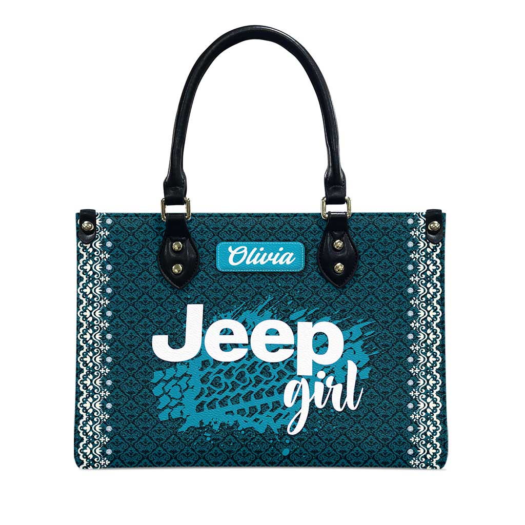 Personalized Jeep Girl Tire Tracks Leather Handbag TN2407261603