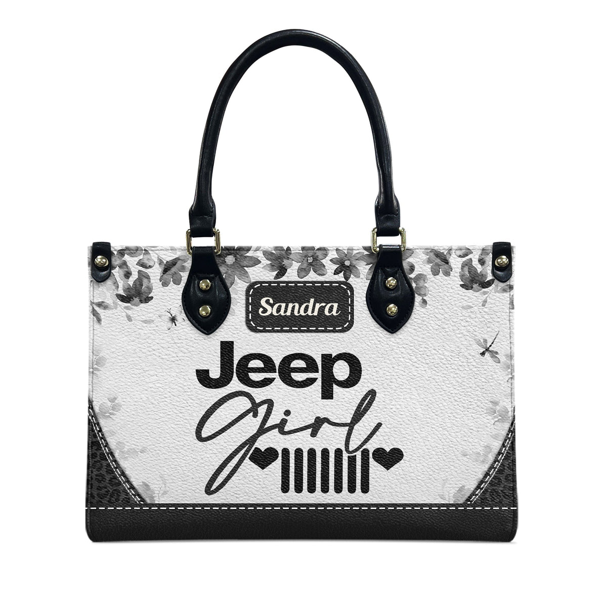 Personalized Jeep Girl Heart Grille Leather Handbag TN2407261606