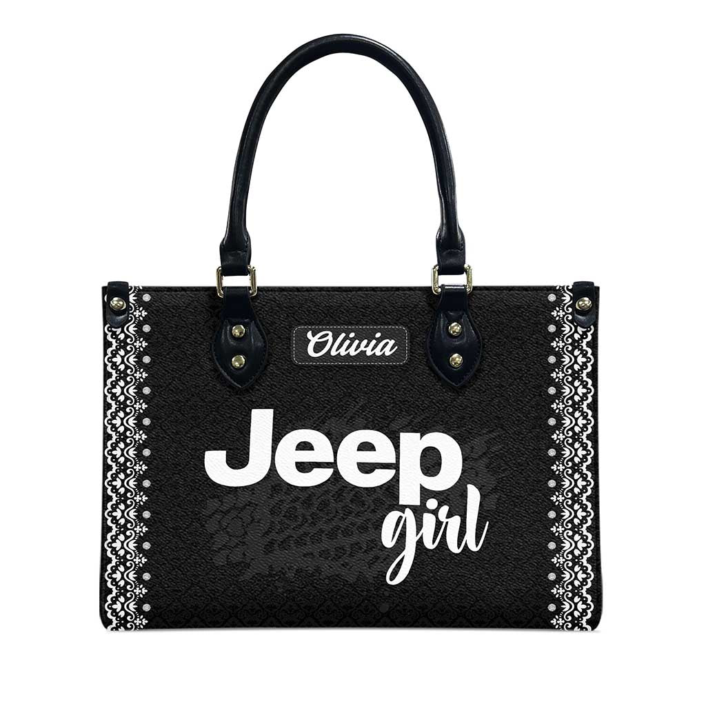 Personalized Jeep Girl Tire Tracks Leather Handbag TN2407261603