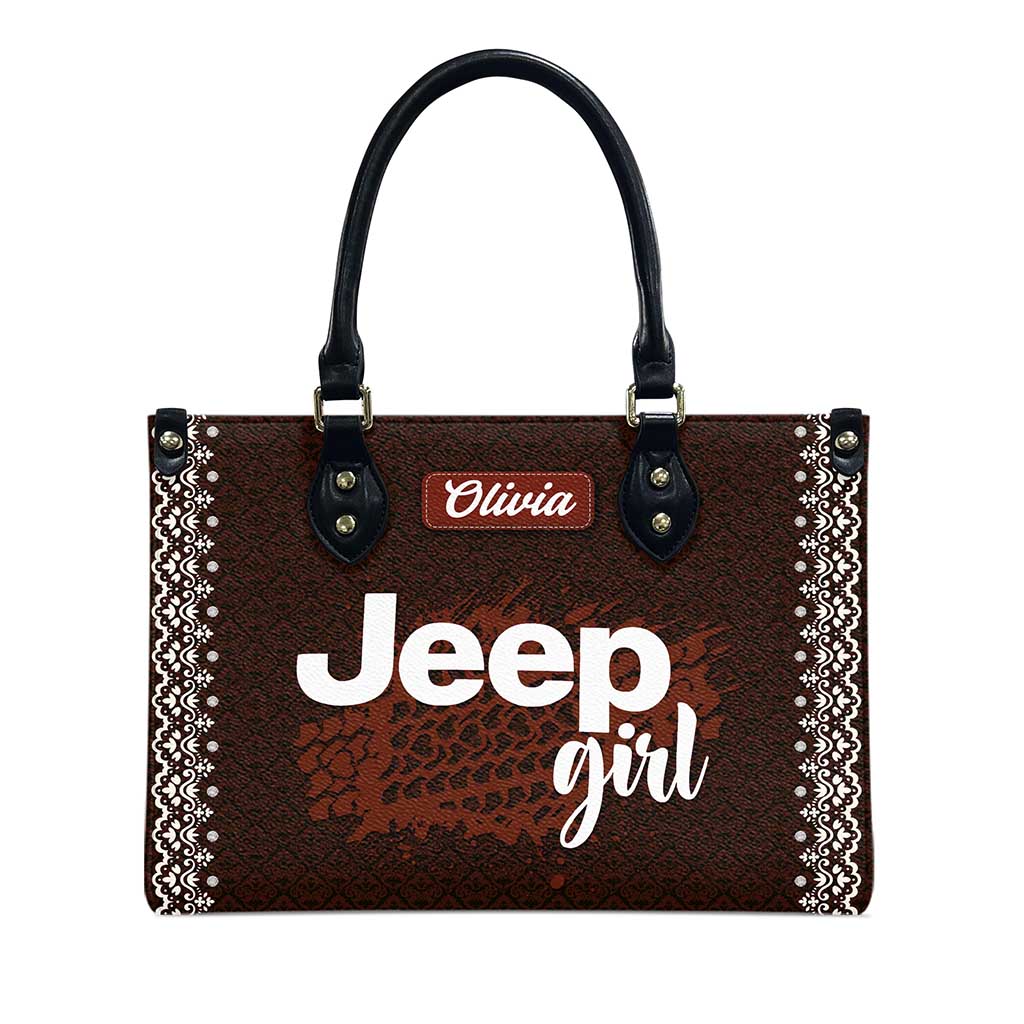 Personalized Jeep Girl Tire Tracks Leather Handbag TN2407261603