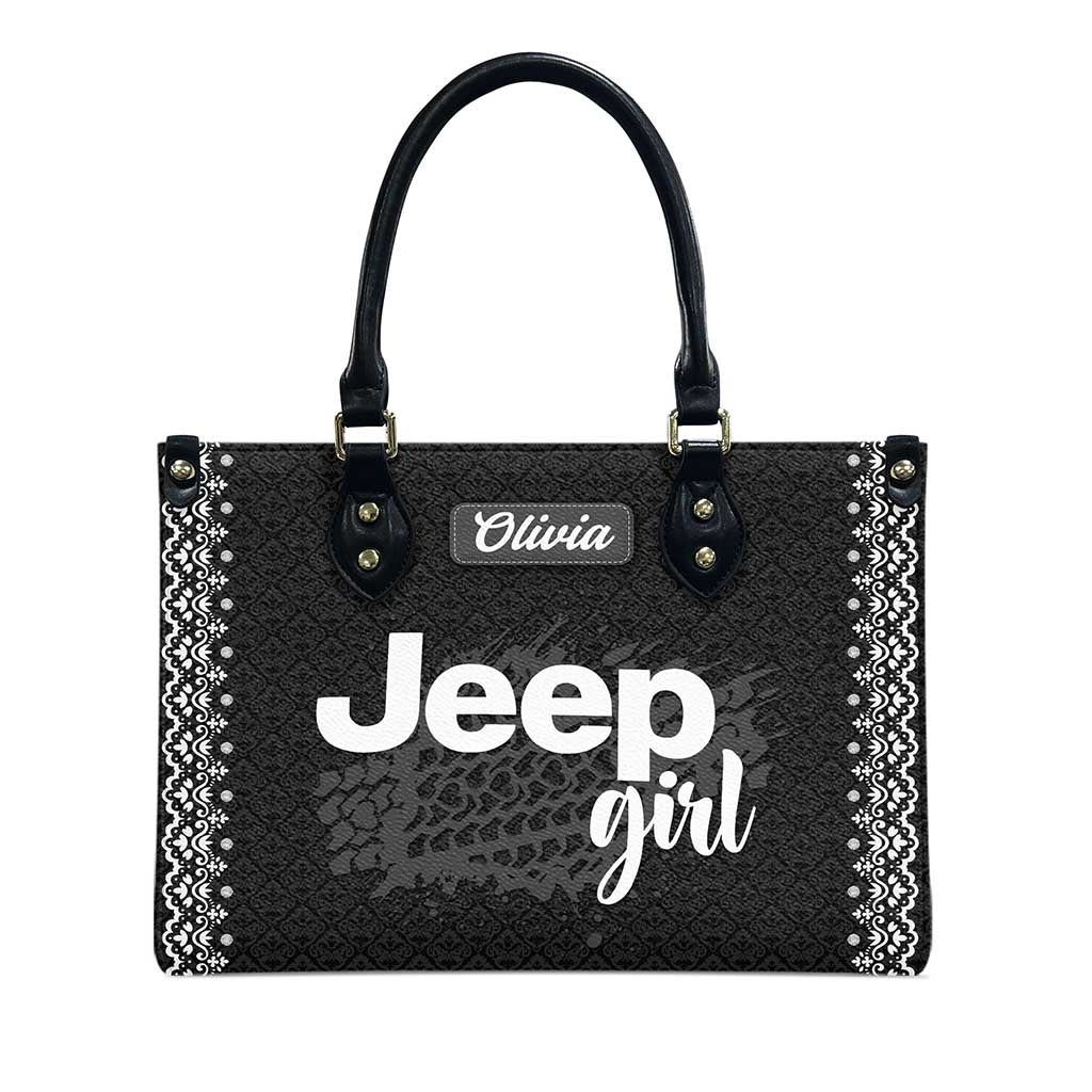 Personalized Jeep Girl Tire Tracks Leather Handbag TN2407261603