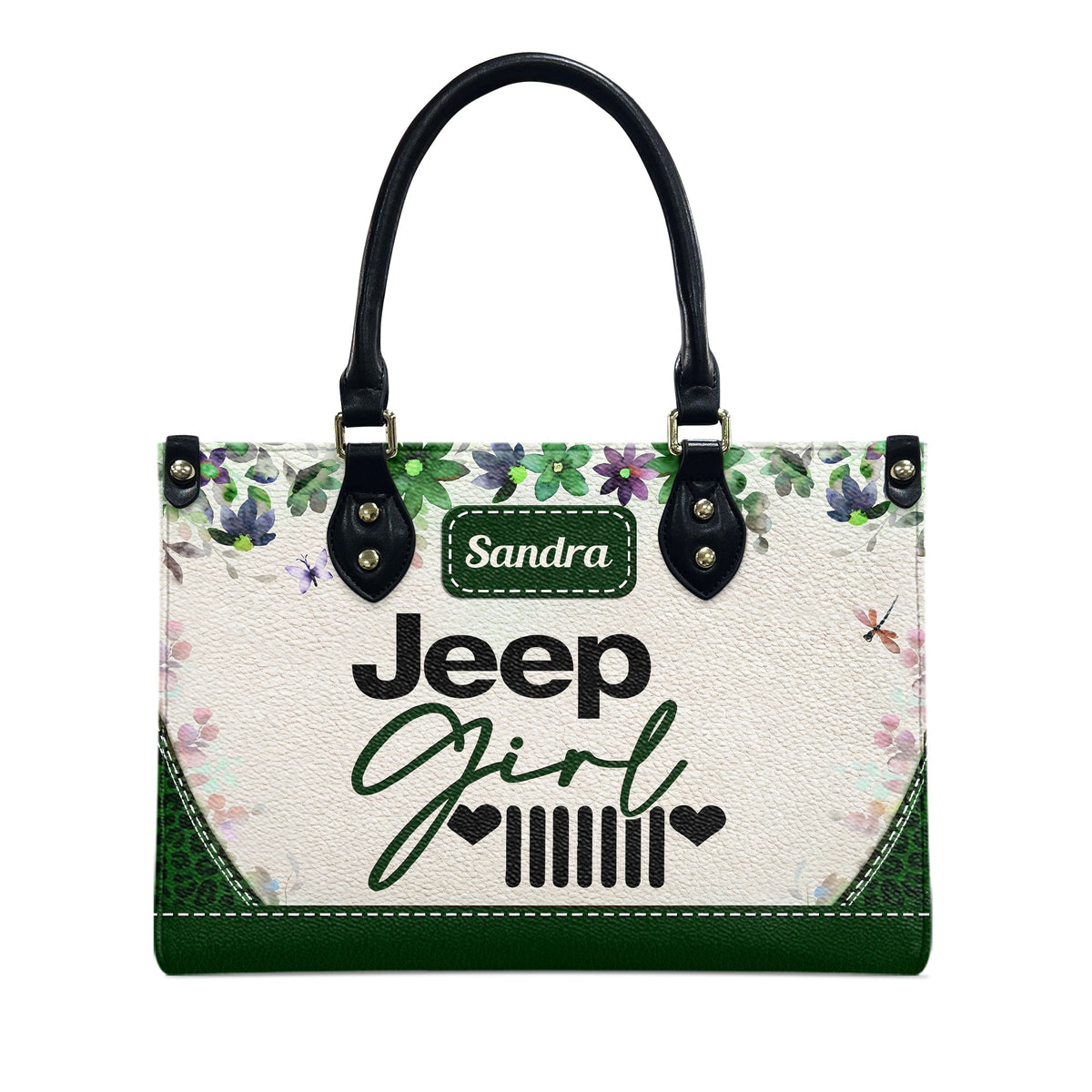 Personalized Jeep Girl Heart Grille Leather Handbag TN2407261606