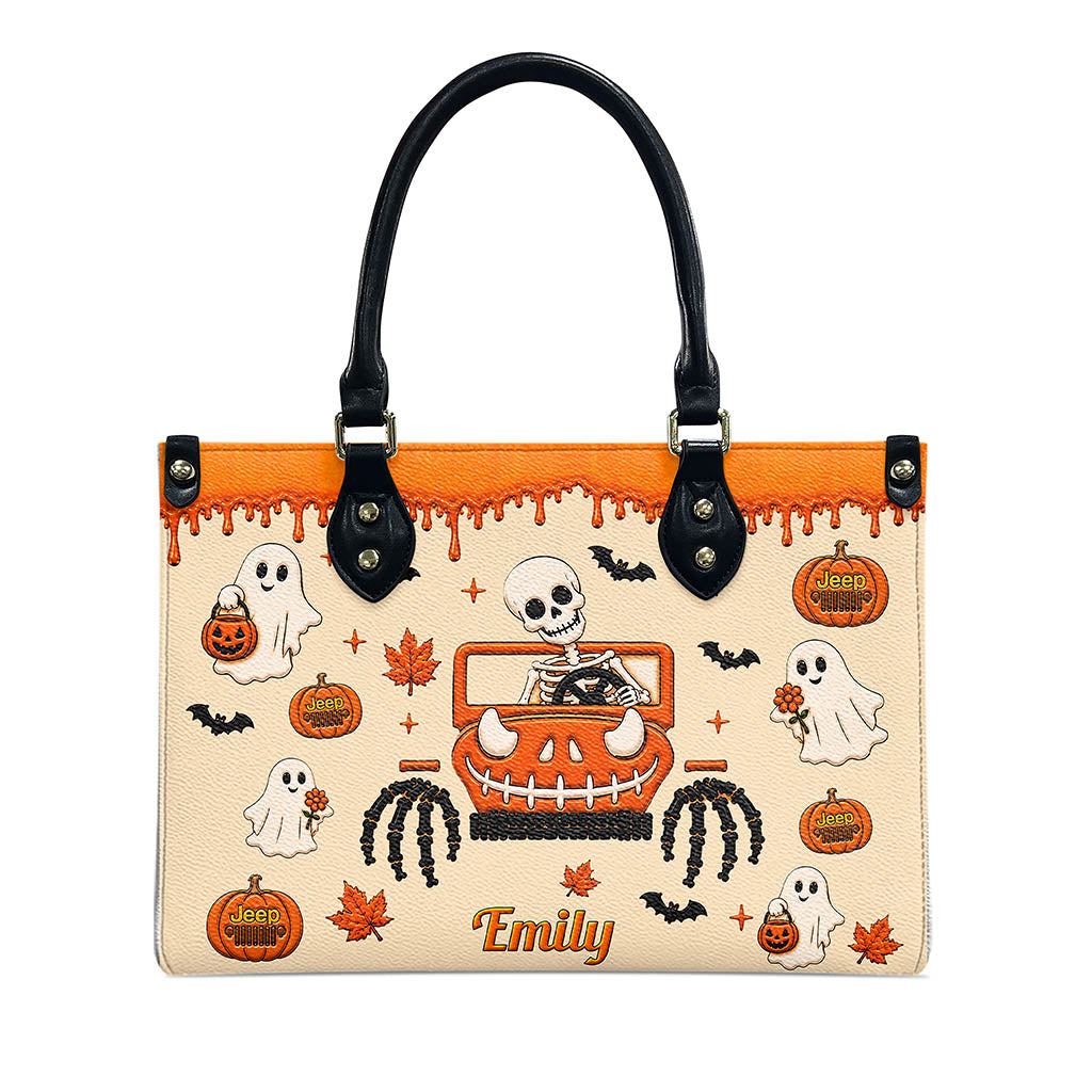 Jeep Halloween Spooky Vibe Personalized Leather Handbag-DN2808261125