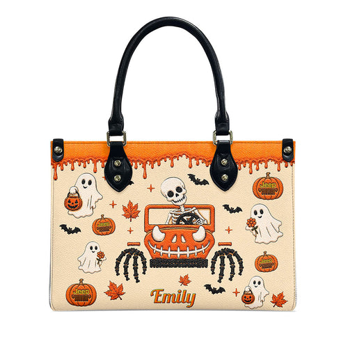 Jeep Halloween Spooky Vibe Personalized Leather Handbag-DN2808261125