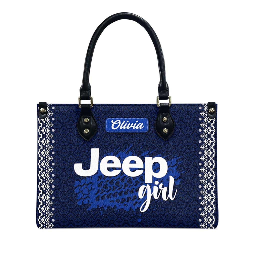 Personalized Jeep Girl Tire Tracks Leather Handbag TN2407261603