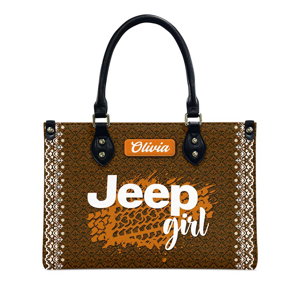 Personalized Jeep Girl Tire Tracks Leather Handbag TN2407261603