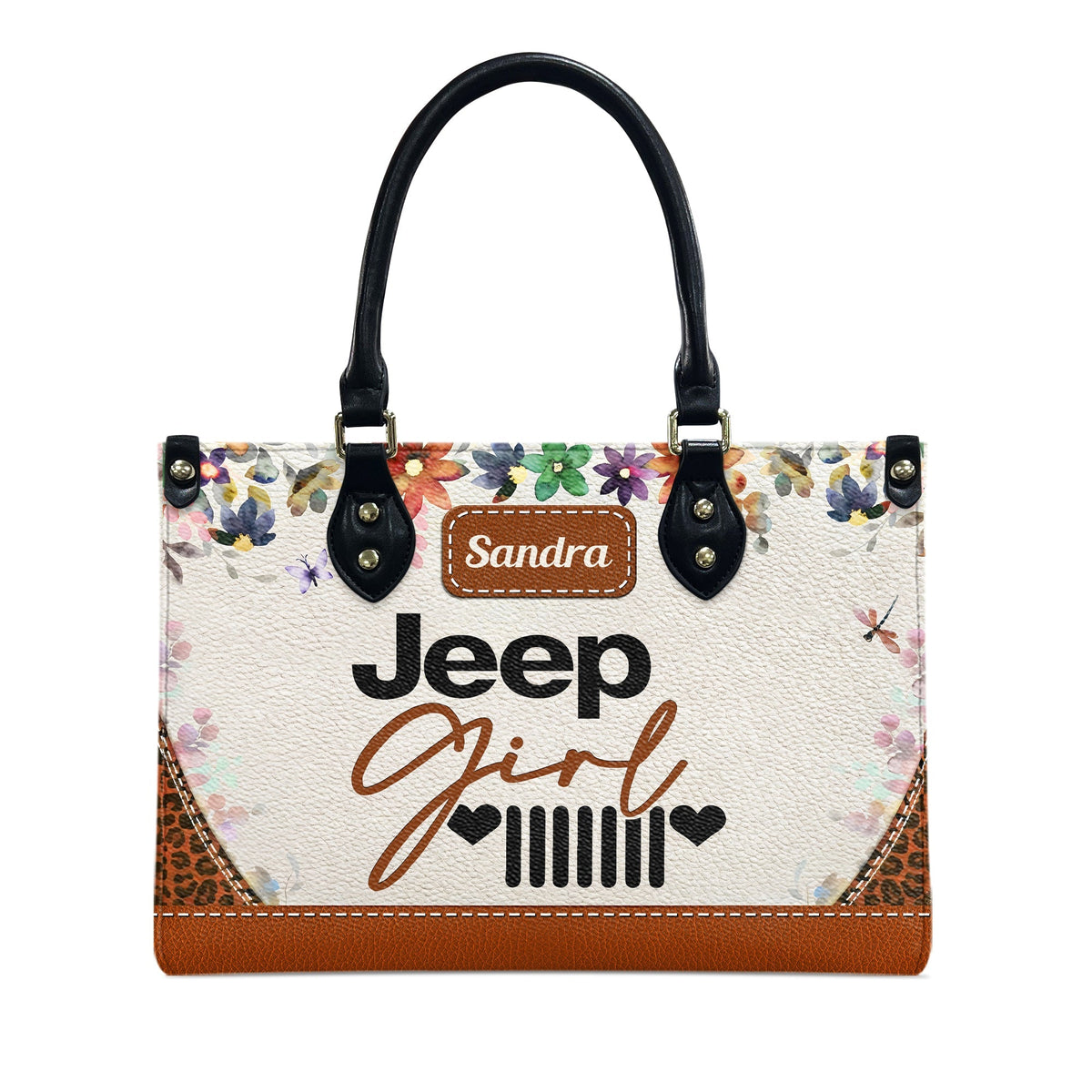 Personalized Jeep Girl Heart Grille Leather Handbag TN2407261606