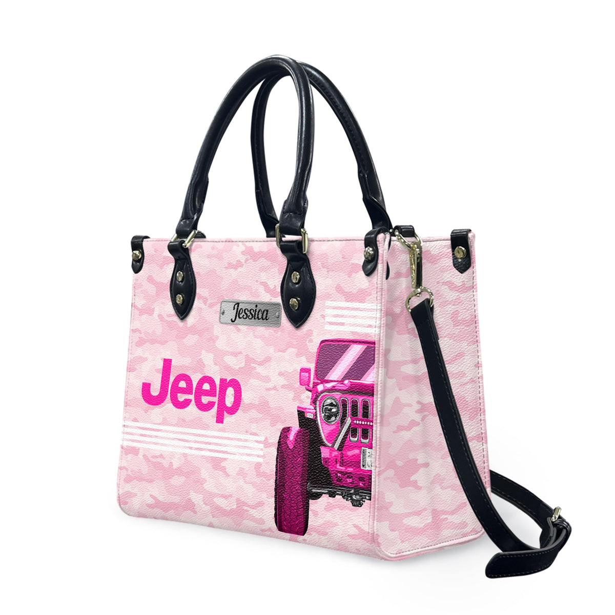 Personalized Jeep Girl Camo Zipper Leather Handbag TN2407261605