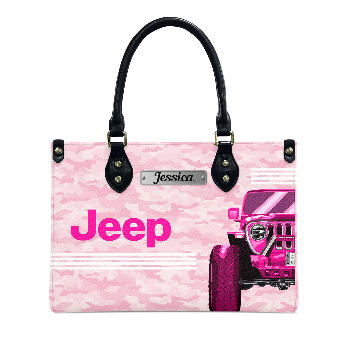 Personalized Jeep Girl Camo Zipper Leather Handbag TN2407261605