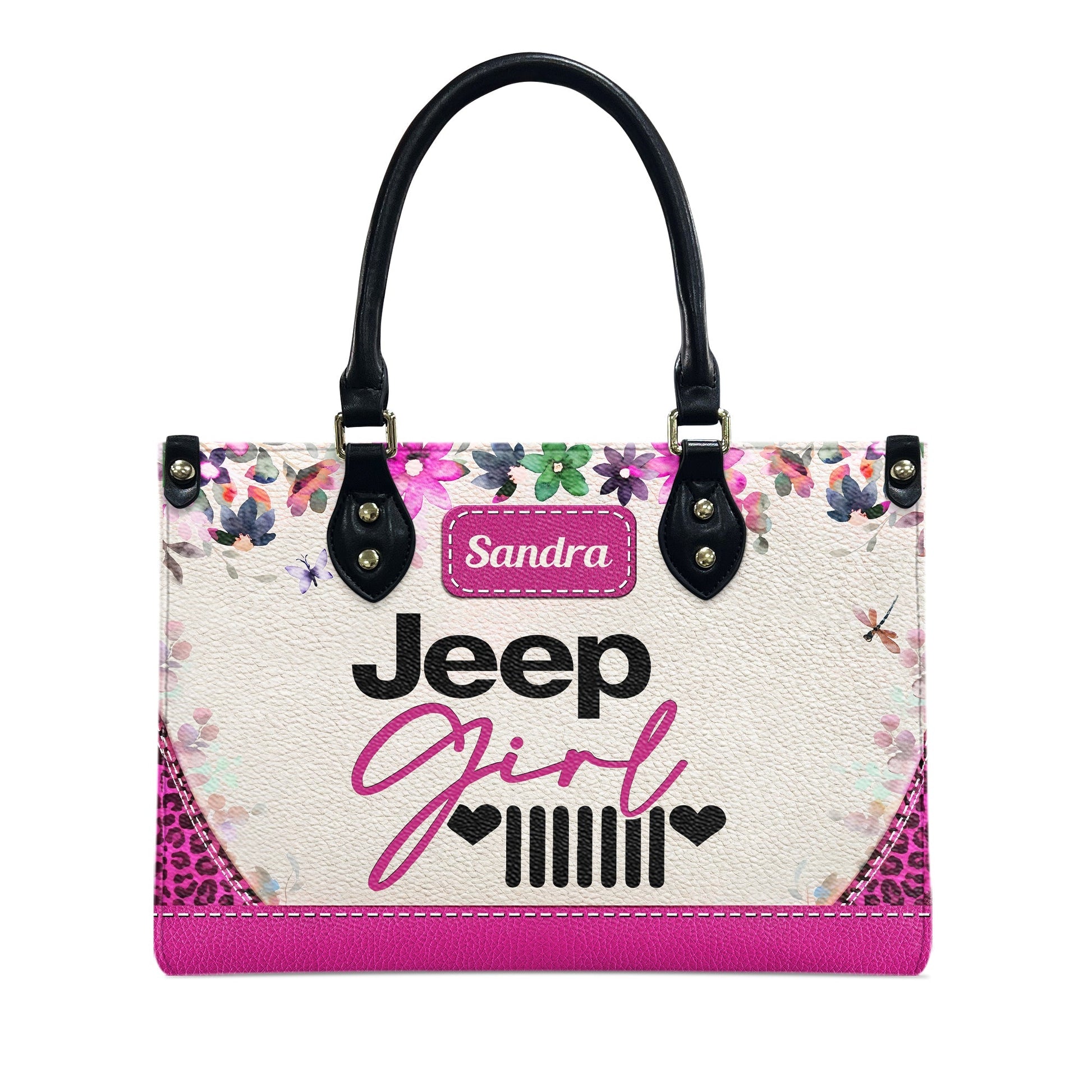 Personalized Jeep Girl Heart Grille Leather Handbag