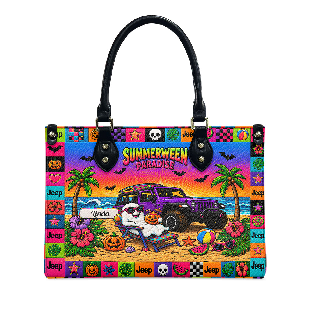 Jeep Summerween Paradise Ghost Beach Personalized Leather Handbag-DN2808261127