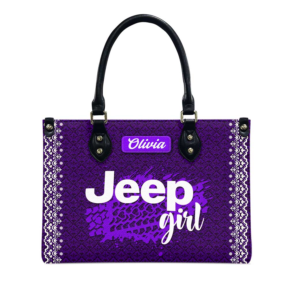 Personalized Jeep Girl Tire Tracks Leather Handbag TN2407261603