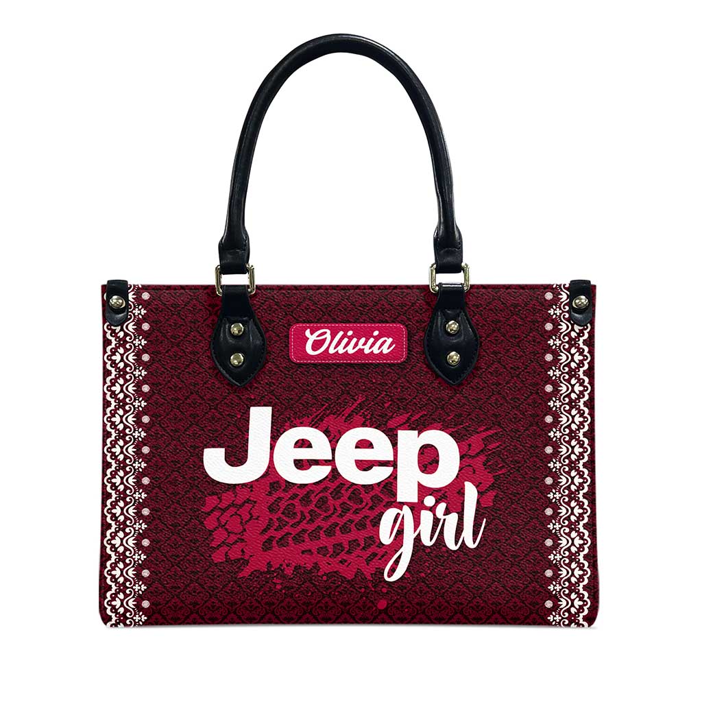 Personalized Jeep Girl Tire Tracks Leather Handbag TN2407261603