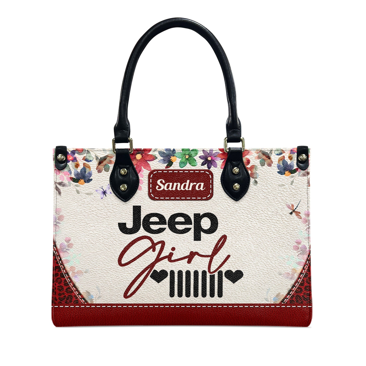 Personalized Jeep Girl Heart Grille Leather Handbag TN2407261606