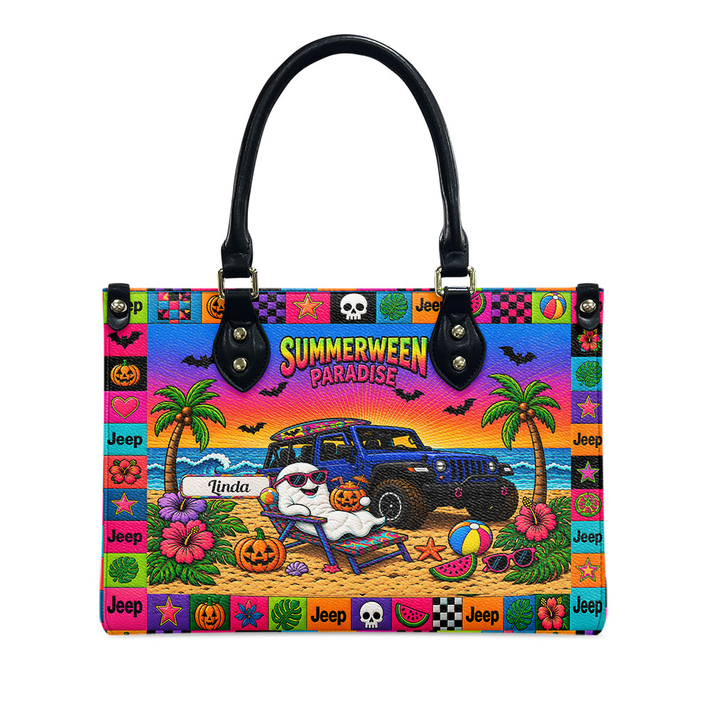 Jeep Summerween Paradise Ghost Beach Personalized Leather Handbag-DN2808261127