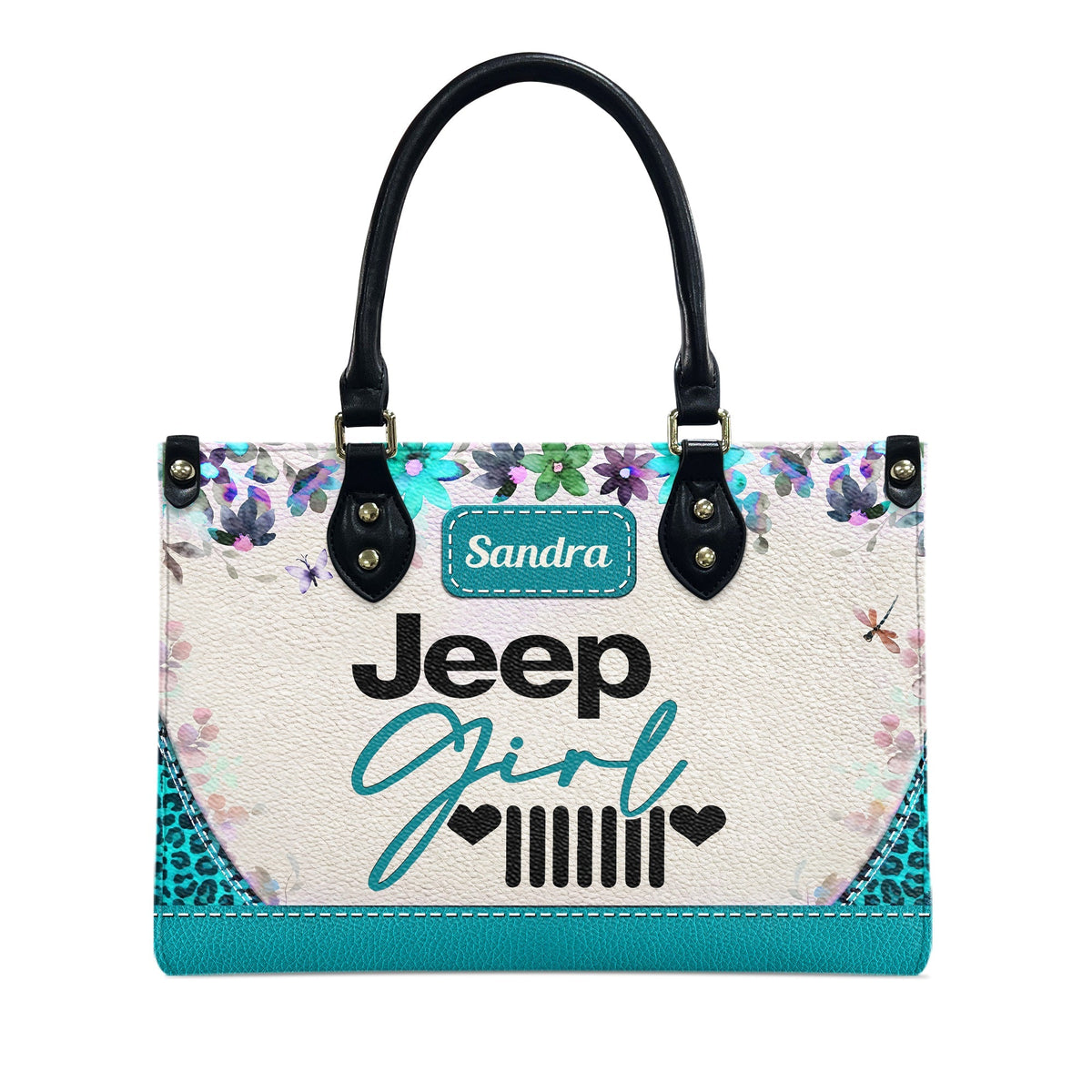 Personalized Jeep Girl Heart Grille Leather Handbag TN2407261606