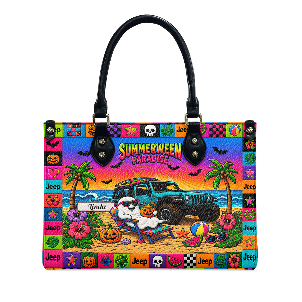 Jeep Summerween Paradise Ghost Beach Personalized Leather Handbag-DN2808261127