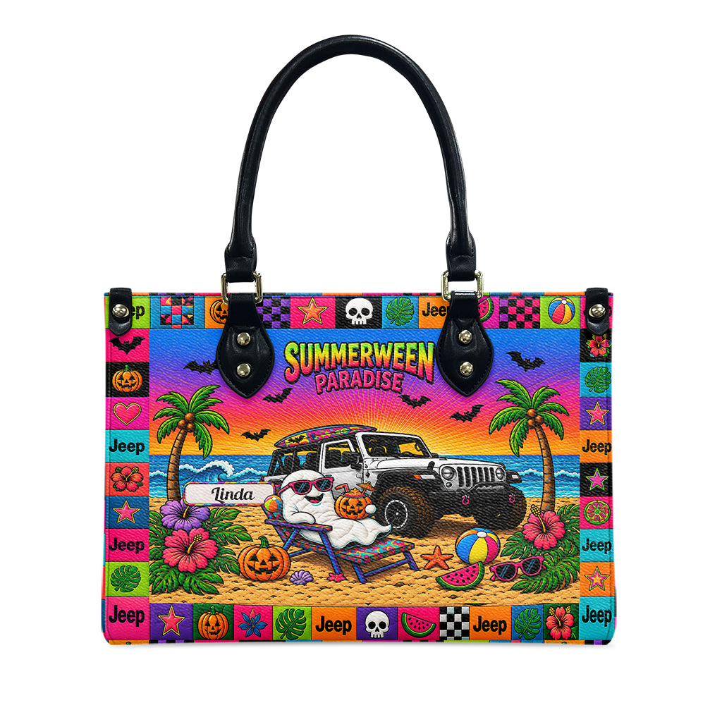 Jeep Summerween Paradise Ghost Beach Personalized Leather Handbag-DN2808261127