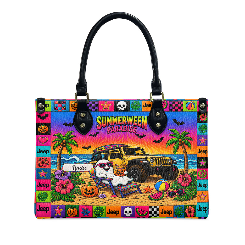 Jeep Summerween Paradise Ghost Beach Personalized Leather Handbag-DN2808261127